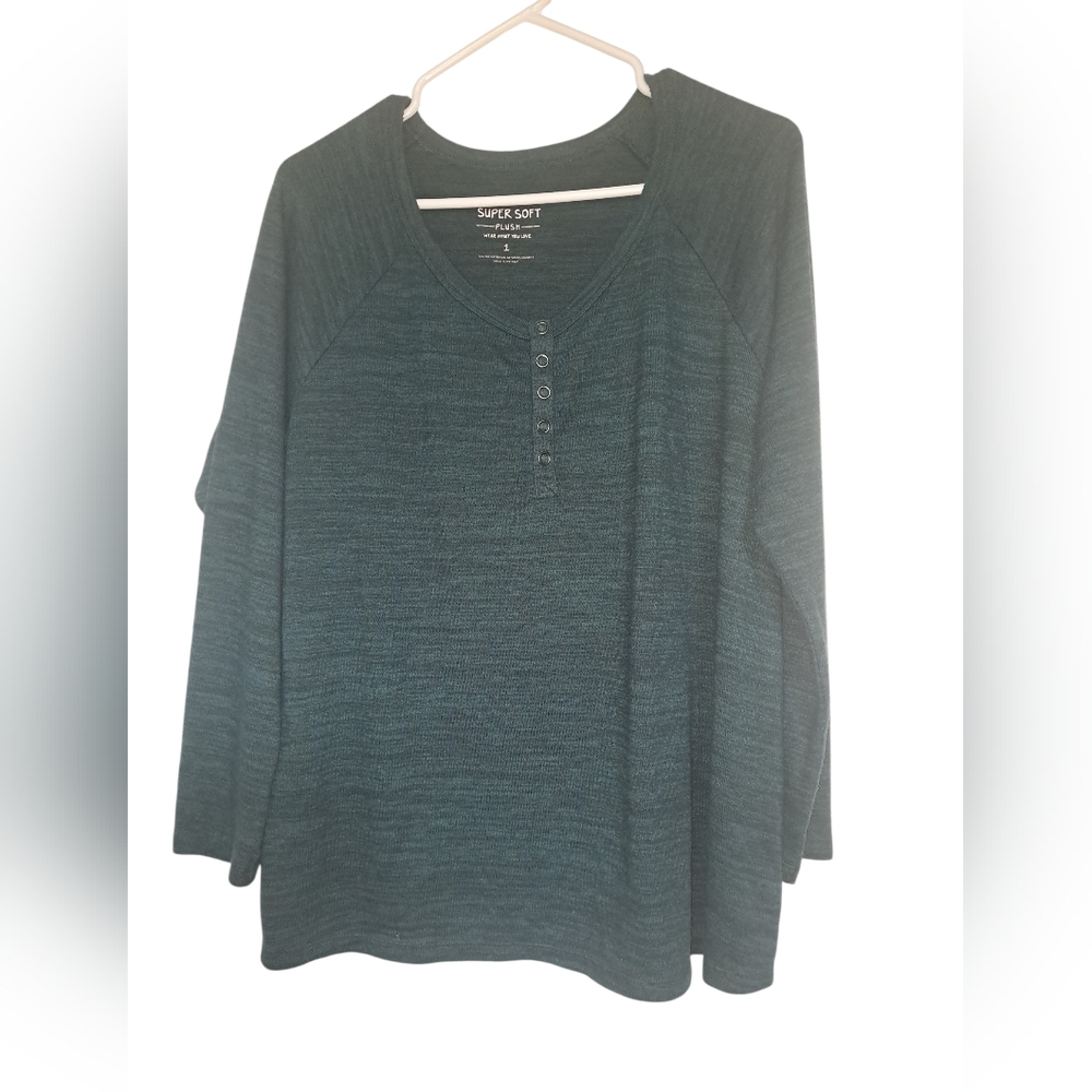 Torrid 1 Plush Snap Henley Long Sleeve Raglan Tee - Picture 4 of 7